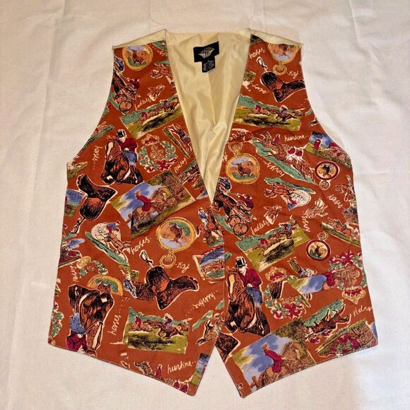 Vintage Dockers Women's Equestrian print Baroque Vest‎ size small - Picture 1 of 4